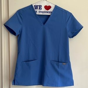 XS FIGS blue scrub top (winning blue)